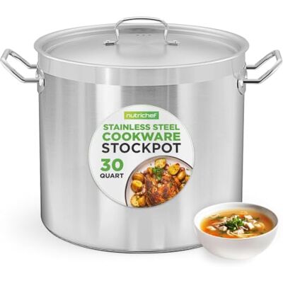 NutriChef Olla acero inoxidable 18/8, Con tapa, Grande y resistente, Para sopas y guisos, Apta para induccion NutriChef Olla acero inoxidable 18/8, Con tapa, Grande y resistente, Para sopas y guisos, Apta para induccion
