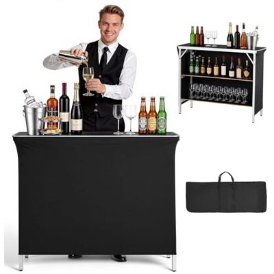 VEVOR Mesa de Bar Portátil 1100 x 390 x 880 mm, Barra de Fiesta Plegable, con Soportes Laterales Falda Estante de Almacenamiento Bolsa de Transporte, Estación de Bar Exterior para Feria Eventos Fiesta VEVOR Mesa de Bar Portátil 1100 x 390 x 880 mm, Barra de Fiesta Plegable, con Soportes Laterales Falda Estante de Almacenamiento Bolsa de Transporte, Estación de Bar Exterior para Feria Eventos Fiesta