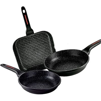 Fagor Alutherm Set Juego Sartenes Inducción 20-24 cm + Grill 28 cm Aluminio Fundido, Espesor 5,3 mm, Antiadherente Ecológico XYLAN PLUS sin PFOA, Apta para Todas Las Cocinas, Vitrocerámica, Gas Fagor Alutherm Set Juego Sartenes Inducción 20-24 cm + Grill 28 cm Aluminio Fundido, Espesor 5,3 mm, Antiadherente Ecológico XYLAN PLUS sin PFOA, Apta para Todas Las Cocinas, Vitrocerámica, Gas