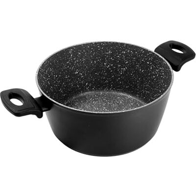 Zanetti , Cacerola antiadherente Durapietra Black, apta para todas las placas de cocina, incluida inducción, dos asas, revestimiento alto espesor, diámetro 20 cm, color gris oscuro metalizado Zanetti , Cacerola antiadherente Durapietra Black, apta para todas las placas de cocina, incluida inducción, dos asas, revestimiento alto espesor, diámetro 20 cm, color gris oscuro metalizado