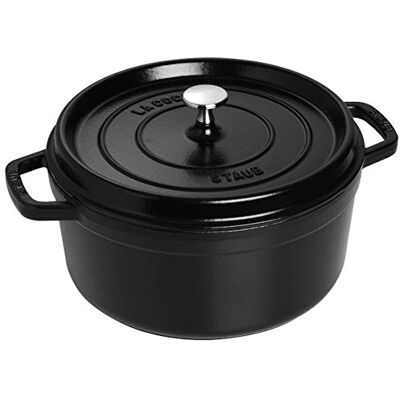 STAUB Cocotte, olla de hierro fundido, apta para todo tipo de cocinas incl. inducción, redonda, 24 cm, 3,8 L, Made in France, negro STAUB Cocotte, olla de hierro fundido, apta para todo tipo de cocinas incl. inducción, redonda, 24 cm, 3,8 L, Made in France, negro