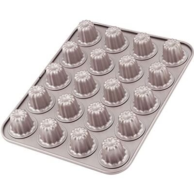 CHEFMADE Mini molde de Canele para Tartas, Mini Canele antiadherente para hornear magdalenas, utensilios para hornear, 20 cavidades (Champán dorado) CHEFMADE Mini molde de Canele para Tartas, Mini Canele antiadherente para hornear magdalenas, utensilios para hornear, 20 cavidades (Champán dorado)