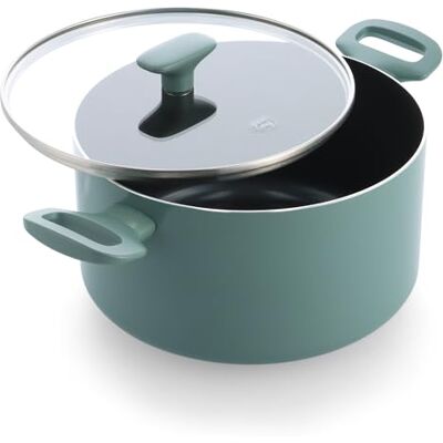 GreenChef Tones Cacerola antiadherente de cerámica con tapa de cristal (20 cm, apta para inducción, sin PFAS, apta para lavavajillas, apta para horno, color azul ahumado) GreenChef Tones Cacerola antiadherente de cerámica con tapa de cristal (20 cm, apta para inducción, sin PFAS, apta para lavavajillas, apta para horno, color azul ahumado)