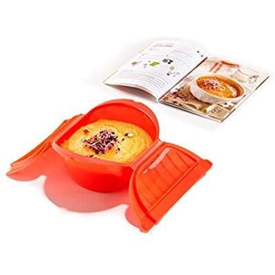 Lékué Kit Estuche de vapor Hondo + Libro recetas De cuchara y tenedor, Rojo, 3/4 personas Lékué Kit Estuche de vapor Hondo + Libro recetas De cuchara y tenedor, Rojo, 3/4 personas