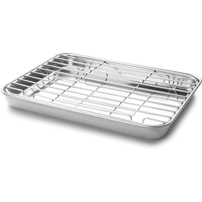Plato para horno con rejilla Lacor - Acero inoxidable 23.5x17.5cm Plato para horno con rejilla Lacor - Acero inoxidable 23.5x17.5cm