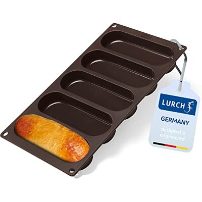 Lurch FlexiForm Hot Dog Buns L Molde para 5 panecillos, silicona, color marrón Lurch FlexiForm Hot Dog Buns L Molde para 5 panecillos, silicona, color marrón