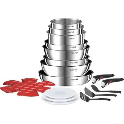 Tefal Ingenio Emotion Juego de 3 Sartenes 22/24/28 cm + 3 Cazos 16/18/20 cm + Guisera 24 cm + Wok 26 cm + 12 Accesorios, Apto inducción, antiadherentes, apto lavavajillas y horno Tefal Ingenio Emotion Juego de 3 Sartenes 22/24/28 cm + 3 Cazos 16/18/20 cm + Guisera 24 cm + Wok 26 cm + 12 Accesorios, Apto inducción, antiadherentes, apto lavavajillas y horno