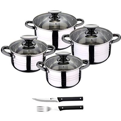 San Ignacio Bateria Cocina 8 Premium + Set cubertería 12 Piezas, Cromado San Ignacio Bateria Cocina 8 Premium + Set cubertería 12 Piezas, Cromado