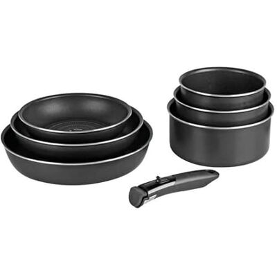 Sitram Juego de 3 sartenes de 16 a 18 a 20 cm de diámetro y 3 cacerolas de 20 a 24 a 28 cm con Mango extraíble, De Aluminio Sitram Juego de 3 sartenes de 16 a 18 a 20 cm de diámetro y 3 cacerolas de 20 a 24 a 28 cm con Mango extraíble, De Aluminio