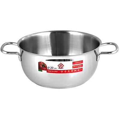 HOME Cacerola con 2 Mangos, Acero INOX, 20 cm HOME Cacerola con 2 Mangos, Acero INOX, 20 cm