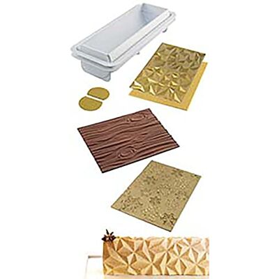 silikomart Set de moldes de silicona DIAMOND BUCHE, FROZEN BUCHE MAT, MAGIC WOOD MAT, Antiadherente, Pack de 3 moldes para tartas, Diseño 3D, 250 x 185 mm, h 6 mm, Made in Italy silikomart Set de moldes de silicona DIAMOND BUCHE, FROZEN BUCHE MAT, MAGIC WOOD MAT, Antiadherente, Pack de 3 moldes para tartas, Diseño 3D, 250 x 185 mm, h 6 mm, Made in Italy