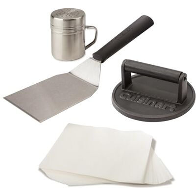 CUISINART Prensa para Hamburguesas de Hierro Fundido 17 cm Smash Burger con Espátula y Papeles Antiadhesivos Prensa Pesada para BBQ, Plancha y Sartén CUISINART Prensa para Hamburguesas de Hierro Fundido 17 cm Smash Burger con Espátula y Papeles Antiadhesivos Prensa Pesada para BBQ, Plancha y Sartén