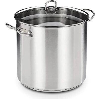 GSW Olla grande profesional con tapa de cristal 30 x 28 cm / aprox. 20 litros, de acero inoxidable, plateada, 44 x 31,5 x 29,5 cm, 2 unidades GSW Olla grande profesional con tapa de cristal 30 x 28 cm / aprox. 20 litros, de acero inoxidable, plateada, 44 x 31,5 x 29,5 cm, 2 unidades