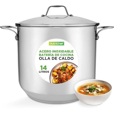 NutriChef Olla induccion grande, 15 cuartos, Acero inoxidable 18/8, Induccion, Tapa, Caldo, Estofado NutriChef Olla induccion grande, 15 cuartos, Acero inoxidable 18/8, Induccion, Tapa, Caldo, Estofado