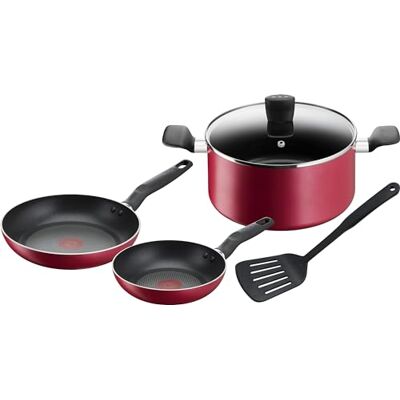 Tefal Super Cook Juego de 5 sartenes de 20/24 cm + cacerola + tapa + espátula, sin inducción, revestimiento antiadherente, indicador de calor termo-señal, mango ergonómico, Super Cook Tefal Super Cook Juego de 5 sartenes de 20/24 cm + cacerola + tapa + espátula, sin inducción, revestimiento antiadherente, indicador de calor termo-señal, mango ergonómico, Super Cook