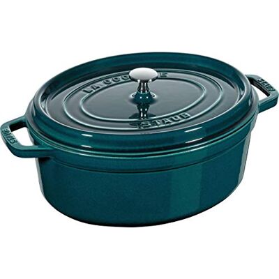 STAUB Asador/Cocotte de hierro fundido, Ovalado 37 cm, 8 L, La Mer STAUB Asador/Cocotte de hierro fundido, Ovalado 37 cm, 8 L, La Mer