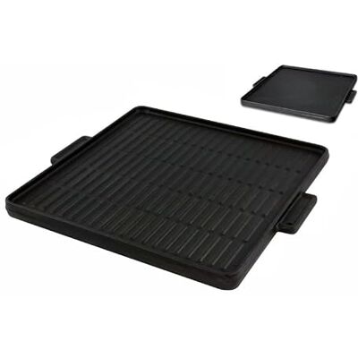 Parrilla de hierro fundido reversible doble cara - 30x30 cm - Placa de cocina Parrilla de hierro fundido reversible doble cara - 30x30 cm - Placa de cocina