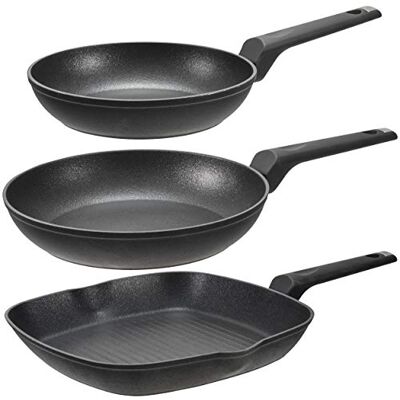 San Ignacio Graphite Set 3 24/28 + Grill 28x28-3 sartenes inducción colección, Aluminio Forjado San Ignacio Graphite Set 3 24/28 + Grill 28x28-3 sartenes inducción colección, Aluminio Forjado