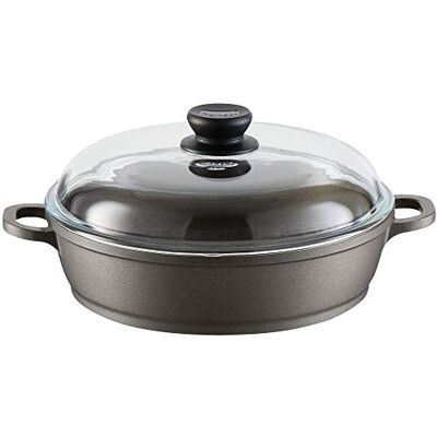 Berndes – Cacerola con Tapa de Cristal, Aluminio, Negro, 28.0 x 28.0 x 7.5 cm Berndes – Cacerola con Tapa de Cristal, Aluminio, Negro, 28.0 x 28.0 x 7.5 cm