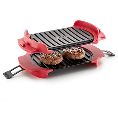 Lékué Parrilla/Grill especial para cocinar en microondas, Microwave grill 1,2 pers. Rojo y Negro, 25 x 15 cm Lékué Parrilla/Grill especial para cocinar en microondas, Microwave grill 1,2 pers. Rojo y Negro, 25 x 15 cm