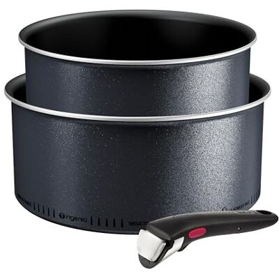 Tefal Ingenio Enjoy, Juego de 3 sartenes ligeras, tecnología Light Tech, mango extraíble, revestimiento titanio, Tefal Ingenio Enjoy, Juego de 3 sartenes ligeras, tecnología Light Tech, mango extraíble, revestimiento titanio,