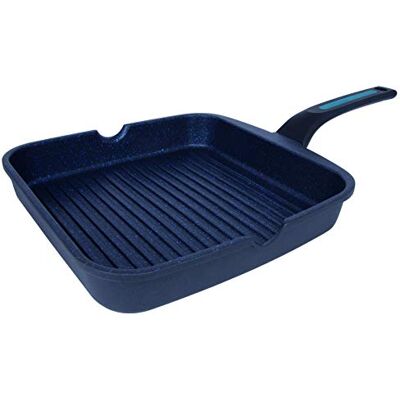 Arcos Thera Sarten Grill Antiadherente de 28x28 Cm para Inducción, Gas y Vitrocerámica. Grill de Aluminio Fundido con Mango Ergonómico Extraíble y Apta para Lavavajillas. Color Negro y Azul Arcos Thera Sarten Grill Antiadherente de 28x28 Cm para Inducción, Gas y Vitrocerámica. Grill de Aluminio Fundido con Mango Ergonómico Extraíble y Apta para Lavavajillas. Color Negro y Azul