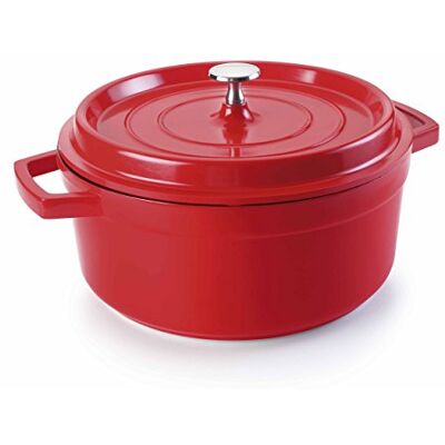 LACOR 25928 Cacerola con Tapa Aluminio Fundido 28cm Rojo LACOR 25928 Cacerola con Tapa Aluminio Fundido 28cm Rojo