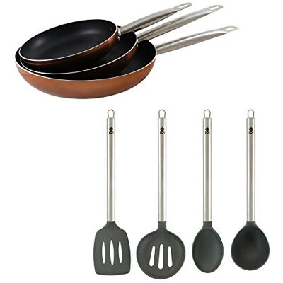 San Ignacio Set 3 sartenes 20/24/28 + juego 4 utensilios de cocina San Ignacio Set 3 sartenes 20/24/28 + juego 4 utensilios de cocina