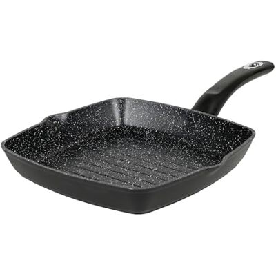 Crealys Granity Sartén para parrilla (aluminio forjado, 24 x 24 cm, revestimiento interior antiadherente, efecto piedra sin PFOA, parrilla para carne de todo tipo de fuego, incluida inducción Crealys Granity Sartén para parrilla (aluminio forjado, 24 x 24 cm, revestimiento interior antiadherente, efecto piedra sin PFOA, parrilla para carne de todo tipo de fuego, incluida inducción