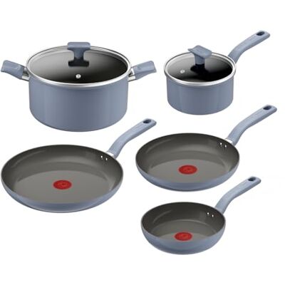 Tefal Cera Color On Juego de 3 sartenes de 20/24/28 cm + Cazo con tapa de 16 cm + Olla con tapa de 24 cm, Revestimiento cerámico antiadherente de aluminio, 100% reciclado, Thermo-Signal Tefal Cera Color On Juego de 3 sartenes de 20/24/28 cm + Cazo con tapa de 16 cm + Olla con tapa de 24 cm, Revestimiento cerámico antiadherente de aluminio, 100% reciclado, Thermo-Signal