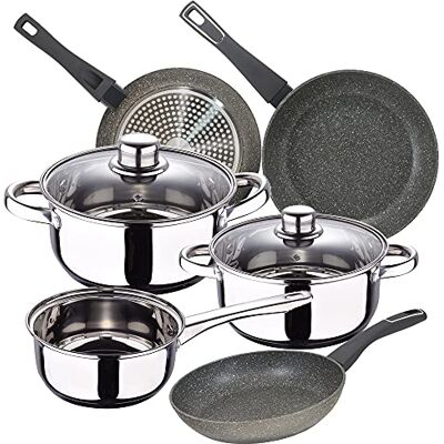 San Ignacio Bateria de cocina 5 piezas Cassel, acero inoxidable, con juego sartenes (20/24/28 cm) BERGNER Mercury en aluminio forjado San Ignacio Bateria de cocina 5 piezas Cassel, acero inoxidable, con juego sartenes (20/24/28 cm) BERGNER Mercury en aluminio forjado