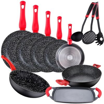 San Ignacio Set 6 sartenes ENERGY + 1 asador MAGNA + 1 cacerola TOLEDO + accesorios TOLEDO San Ignacio Set 6 sartenes ENERGY + 1 asador MAGNA + 1 cacerola TOLEDO + accesorios TOLEDO