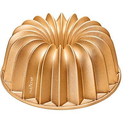 NutriChef molde bundt redondo antiadherente, Aluminio fundido acanalado, 23 cm, Bandeja para horno, Bizcochos y tartas, Repostería casera, Cocción uniforme, Fácil de limpiar NutriChef molde bundt redondo antiadherente, Aluminio fundido acanalado, 23 cm, Bandeja para horno, Bizcochos y tartas, Repostería casera, Cocción uniforme, Fácil de limpiar