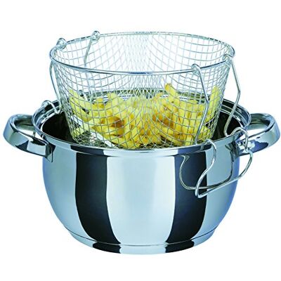 GSW Frito – Olla con Vaso y gegossenem Tapa de Cristal 3 L, Acero Inoxidable, Plata, 22 cm, 3 Unidades GSW Frito – Olla con Vaso y gegossenem Tapa de Cristal 3 L, Acero Inoxidable, Plata, 22 cm, 3 Unidades