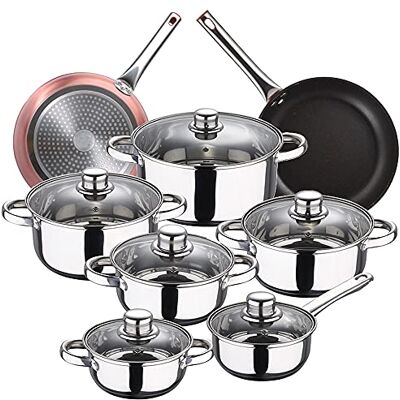 San Ignacio Bateria de cocina 12 piezas Cassel, acero inoxidable, con juego sartenes (20/24 cm) BERGNER Neon Rose Gold en aluminio forjado San Ignacio Bateria de cocina 12 piezas Cassel, acero inoxidable, con juego sartenes (20/24 cm) BERGNER Neon Rose Gold en aluminio forjado