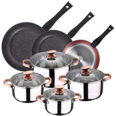 San Ignacio PACK DE 3 SARTENES Ø20/24 y 28 cms + BATERÍA DE COCINA 8PC EN ACERO INOXIDABLE San Ignacio PACK DE 3 SARTENES Ø20/24 y 28 cms + BATERÍA DE COCINA 8PC EN ACERO INOXIDABLE