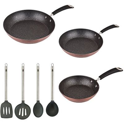 San Ignacio Set 3 sartenes 20/24/28 + juego 4 utensilios de cocina San Ignacio Set 3 sartenes 20/24/28 + juego 4 utensilios de cocina