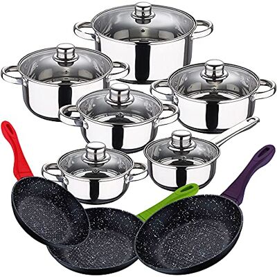 San Ignacio Bateria de cocina 12 piezas Cassel, acero inoxidable, con juego sartenes (20/24/28 cm) SWISS HOME en aluminio forjado San Ignacio Bateria de cocina 12 piezas Cassel, acero inoxidable, con juego sartenes (20/24/28 cm) SWISS HOME en aluminio forjado