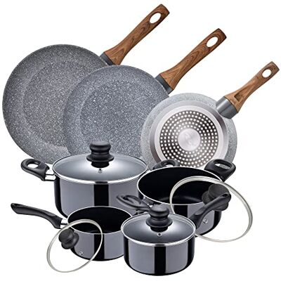San Ignacio Batería de cocina de 8 piezas + juego de sartenes (22,26,28cm) .. San Ignacio Batería de cocina de 8 piezas + juego de sartenes (22,26,28cm) ..