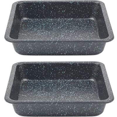 Salter Megastone Set de 2 moldes cuadrados para bizcocho, 22,5 cm Salter Megastone Set de 2 moldes cuadrados para bizcocho, 22,5 cm