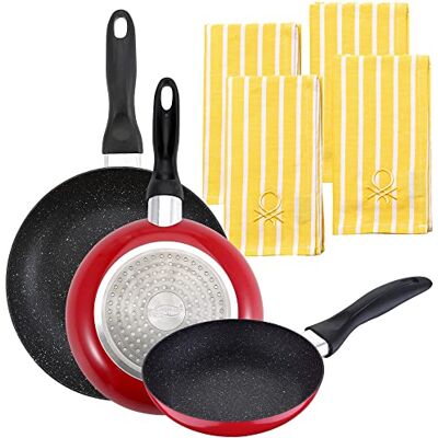 San Ignacio PACK DE 3 SARTENES Ø16CM Ø20CM Ø24CM + SET DE 4 PAÑOS DE COCINA COLOR AMARILLO San Ignacio PACK DE 3 SARTENES Ø16CM Ø20CM Ø24CM + SET DE 4 PAÑOS DE COCINA COLOR AMARILLO