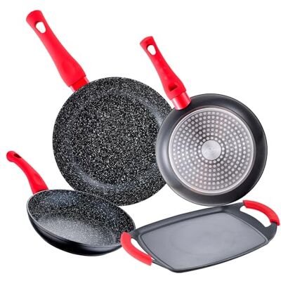 San Ignacio Set 3 sartenes ENERGY (20,24,28cm) + asador MAGNA de aluminio forjado San Ignacio Set 3 sartenes ENERGY (20,24,28cm) + asador MAGNA de aluminio forjado