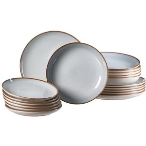 Ritzenhoff & Breker Portofino Juego de 18 platos (6 platos llanos, 6 platos llanos, 6 platos de postre, esmaltado reactivo), color gris Ritzenhoff & Breker Portofino Juego de 18 platos (6 platos llanos, 6 platos llanos, 6 platos de postre, esmaltado reactivo), color gris
