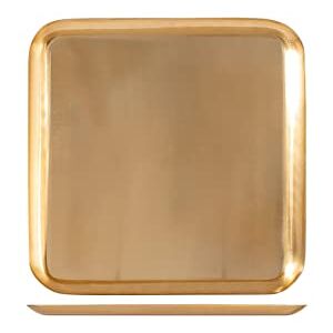 H & H Bandeja Cuadrada de Acero Inoxidable Oro - Bandeja H & H Bandeja Cuadrada de Acero Inoxidable Oro - Bandeja