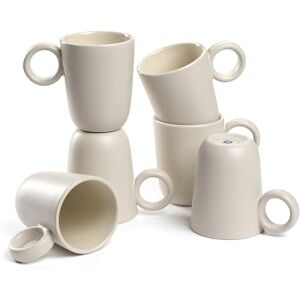 Set de Tazas de Cerámica LEONARDO - 400ml, Beige, 6 piezas Set de Tazas de Cerámica LEONARDO - 400ml, Beige, 6 piezas