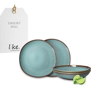 Villeroy & Boch Lave, Set De Vajilla De Loza, 4 Piezas, Aspecto Alfarero, Servicio De Mesa Para 2 Personas, Turquesa Villeroy & Boch Lave, Set De Vajilla De Loza, 4 Piezas, Aspecto Alfarero, Servicio De Mesa Para 2 Personas, Turquesa