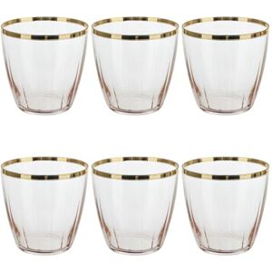 Altri Brand Juego de 6 Vasos de Agua Rosa con Borde Dorado - Vaso Altri Brand Juego de 6 Vasos de Agua Rosa con Borde Dorado - Vaso