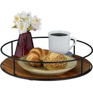 Relaxdays Bandeja para Servir Comida, Redonda, Madera y Hierro, 6 x 31 cm, Asas, Decorativa, Borde Alto, Marrón/Negro Relaxdays Bandeja para Servir Comida, Redonda, Madera y Hierro, 6 x 31 cm, Asas, Decorativa, Borde Alto, Marrón/Negro