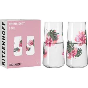 RITZENHOFF Juego de vaso universal 600 ml Serie Sommersonett D-Tox 2x vaso con motivo floral Made in Germany RITZENHOFF Juego de vaso universal 600 ml Serie Sommersonett D-Tox 2x vaso con motivo floral Made in Germany