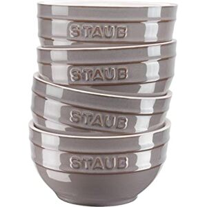 STAUB Cuenco, 4.7 pulgadas (12 cm), juego de 4 piezas, gris antiguo, juego de cerámica, cuenco, apto para microondas STAUB Cuenco, 4.7 pulgadas (12 cm), juego de 4 piezas, gris antiguo, juego de cerámica, cuenco, apto para microondas
